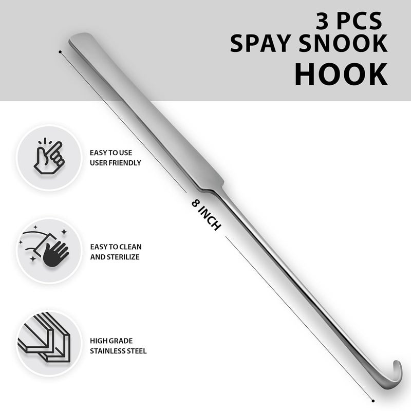 DEXSUR Veterinary Spay Snook Hook, 8 inches, Stainless Steel (12 pcs.) - Image 2